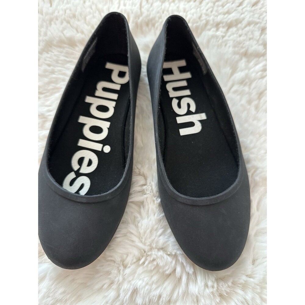 Hush Puppies Black  Flats Shoes Size 7 Rubber Ballet Slip On NWOT